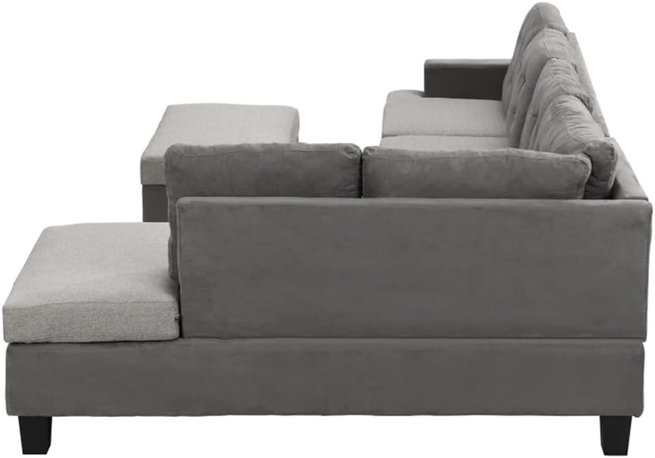 Sofa Set for Living Room with Chaise Lounge and Storage Ottoman Furniture，Interior Furniture, for,Gray