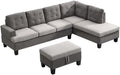 Sofa Set for Living Room with Chaise Lounge and Storage Ottoman Furniture，Interior Furniture, for,Gray