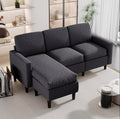 Small Sectional Couch Sofa Set L Shaped Living Room Furniture with Reversible Ottoman Comfortable Fabric Design